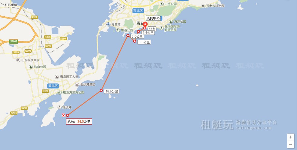 奧帆中心→五四廣場(chǎng)→音樂廣場(chǎng)→八大關(guān)→第一海水浴場(chǎng)→小青島→棧橋→西海岸→奧帆中心